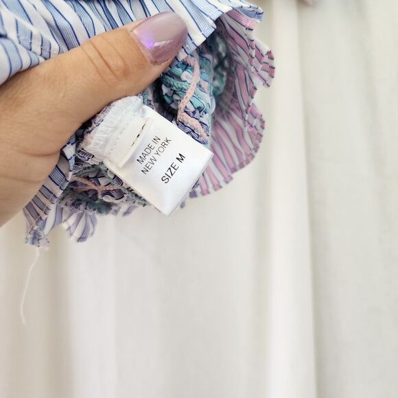 Petersyn NWT Kinsey Smocked Off-Shoulder Top REVOLVE M Blue Cottagecore Kidcore - Picture 6 of 12